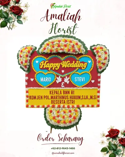 Karangan Papan Bunga Pernikahan di Pasawahan